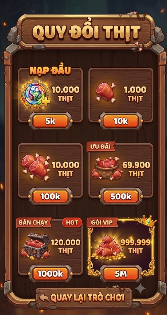 Giao diện nạp thịt